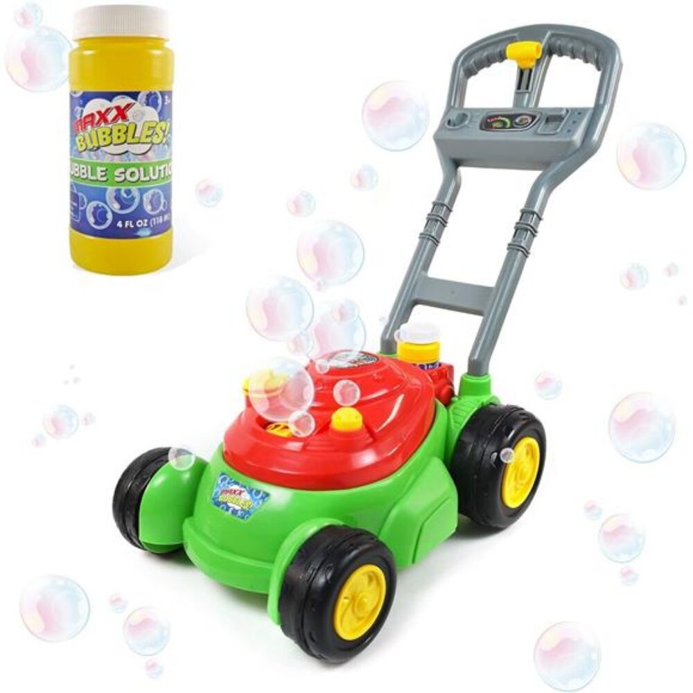 Maxx Bubbles Deluxe Bubble Lawn Mower Toy – Includes 4oz Bubble Solution |